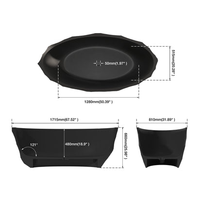 MEDUNJESS 67" Raw-Cut Chiseled Black Rock Solid Surface Freestanding Bathtub
