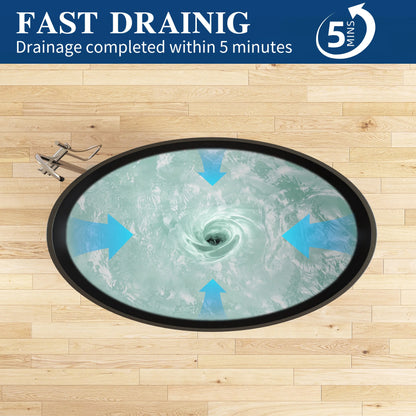 Medunjess 67" White Modern Freestanding Solid Surface Deep Soaking Bathtub for Two