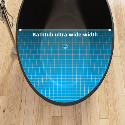 Medunjess 67'' Freestanding Tub Solid Surface Wide Freestanding Soaking Bathtub