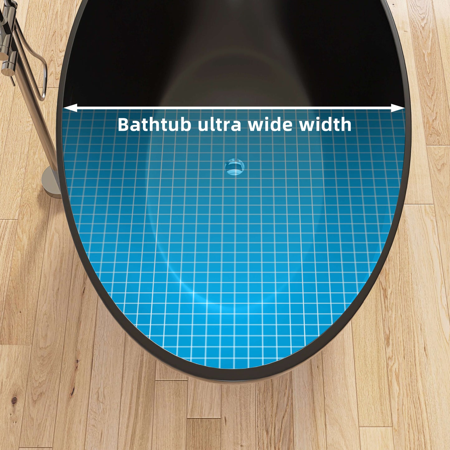 Medunjess 67" White Modern Freestanding Solid Surface Deep Soaking Bathtub for Two