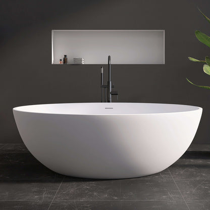 Medunjess 67'' Stone Resin Solid Surface Matte Flatbottom Freestanding Bathtub