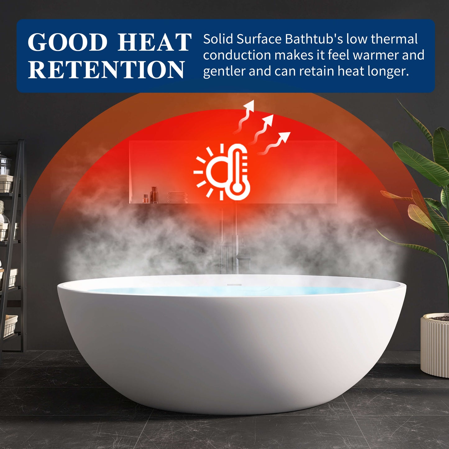 Medunjess 67'' Stone Resin Solid Surface Matte Flatbottom Freestanding Bathtub