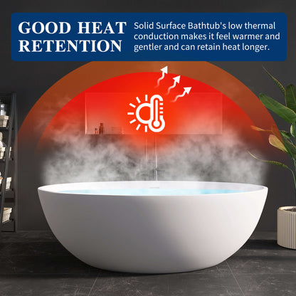 Medunjess 67'' Stone Resin Solid Surface Matte Flatbottom Freestanding Bathtub