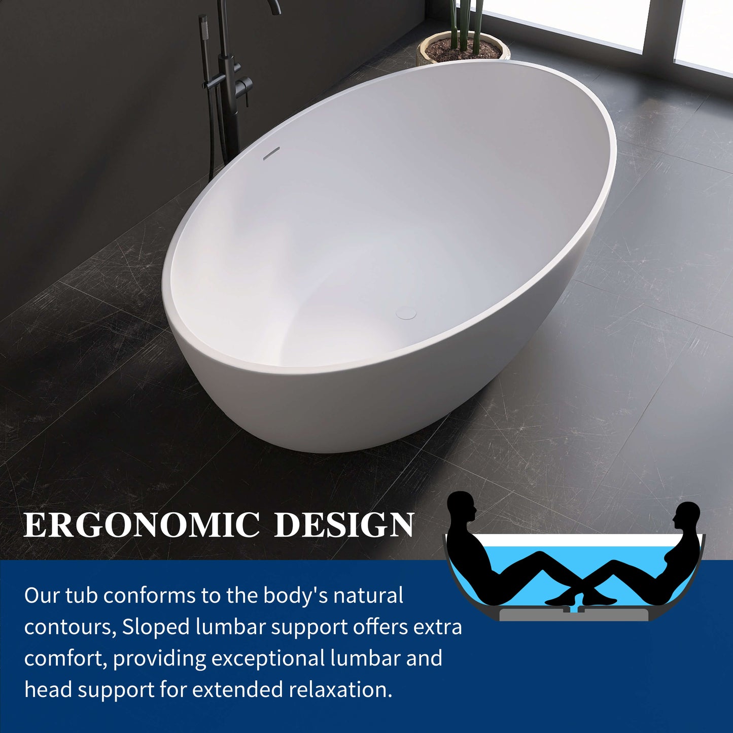 Medunjess 67'' Stone Resin Solid Surface Matte Flatbottom Freestanding Bathtub