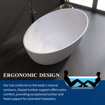 Medunjess 67'' Stone Resin Solid Surface Matte Flatbottom Freestanding Bathtub