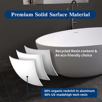 Medunjess 67'' Stone Resin Solid Surface Matte Flatbottom Freestanding Bathtub
