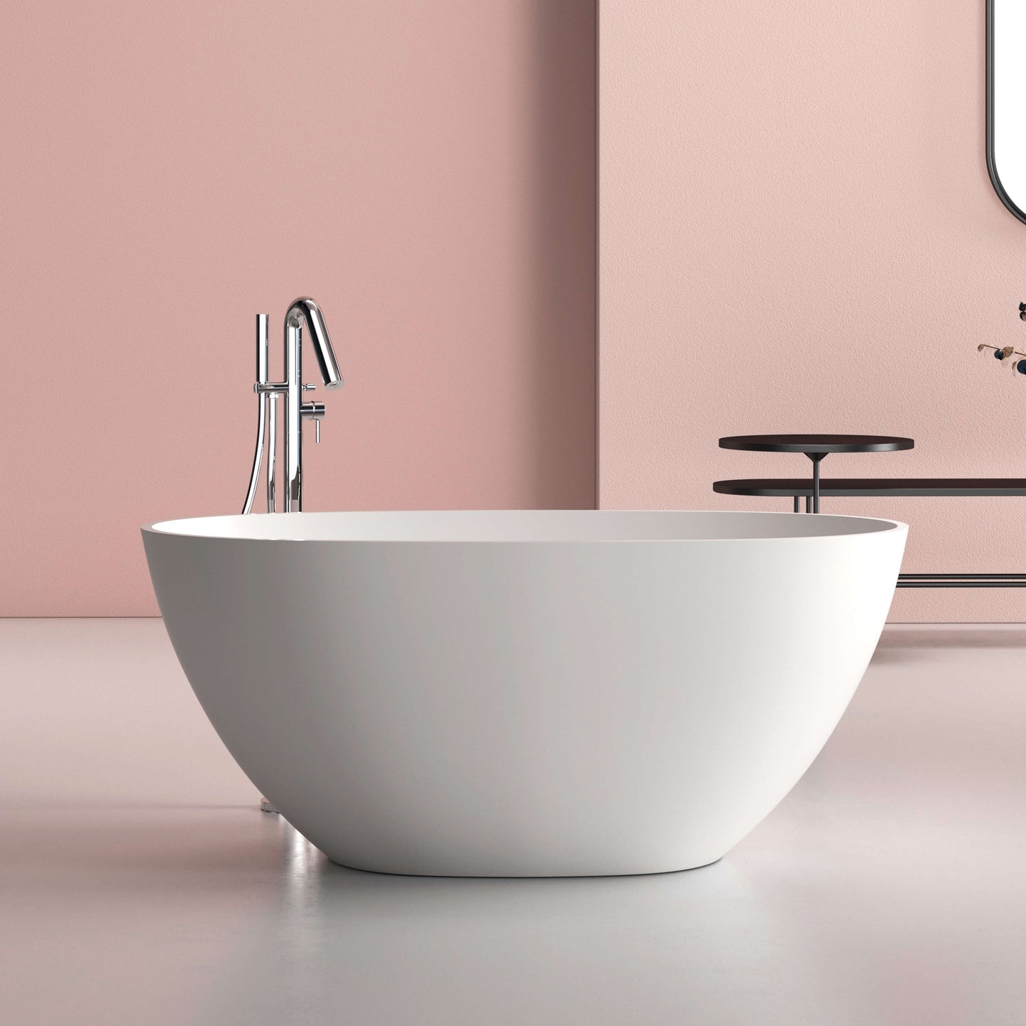 Medunjess 51'' Freestanding Compact Soaking Solid Surface Bathtub