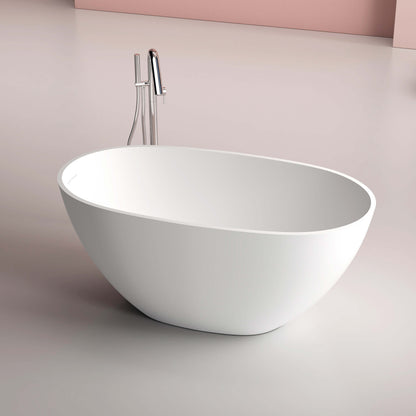 Medunjess 51'' Freestanding Compact Soaking Solid Surface Bathtub