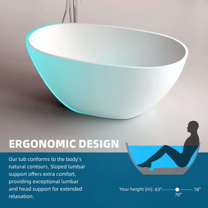 Medunjess 51'' Freestanding Compact Soaking Solid Surface Bathtub