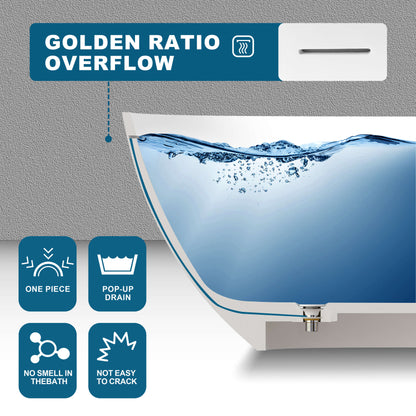 Medunjess 51'' Freestanding Compact Soaking Solid Surface Bathtub