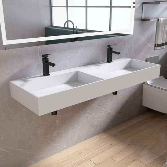 Medunjess 54'' Vertex Wall Mounted Bathroom Sink Solid Surface Sink