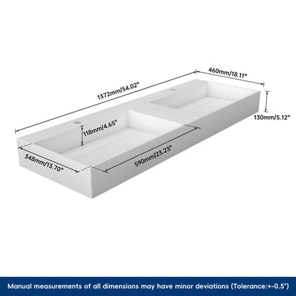 Medunjess 54'' Vertex Wall Mounted Bathroom Sink Solid Surface Sink