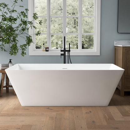 Medunjess 67'' Still Acrylic Freestanding Tub Freestanding Soaking Bathtub