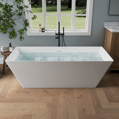 Medunjess 67'' Bowen Freestanding Acrylic Tub Deep Soaking Bathtub