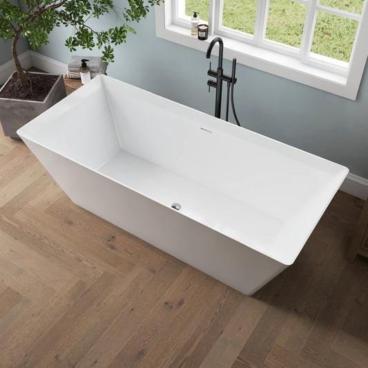 Medunjess 67'' Still Acrylic Freestanding Tub Freestanding Soaking Bathtub