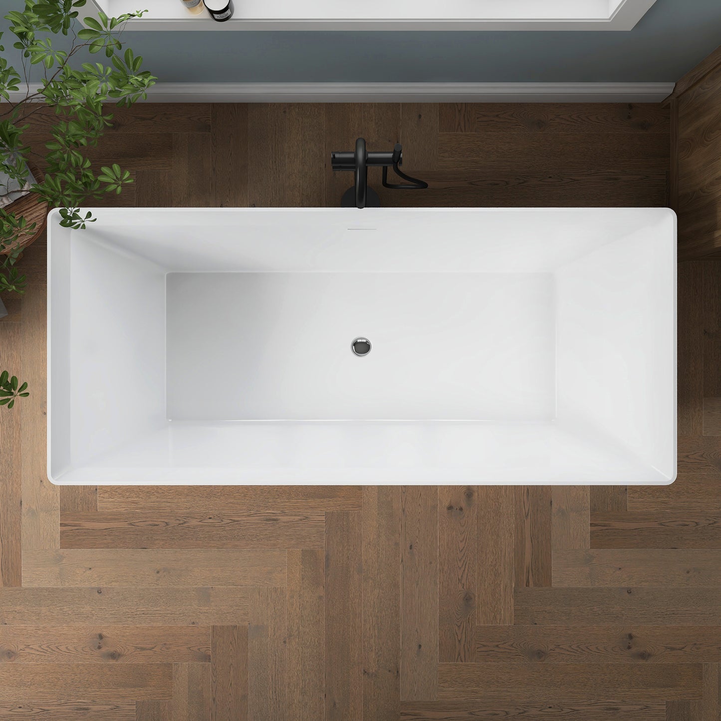Medunjess 67'' Still Acrylic Freestanding Tub Freestanding Soaking Bathtub