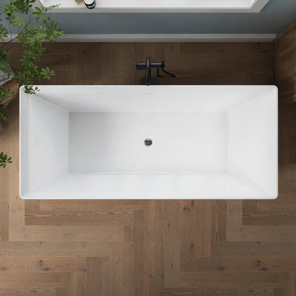 Medunjess 67'' Bowen Freestanding Acrylic Tub Deep Soaking Bathtub