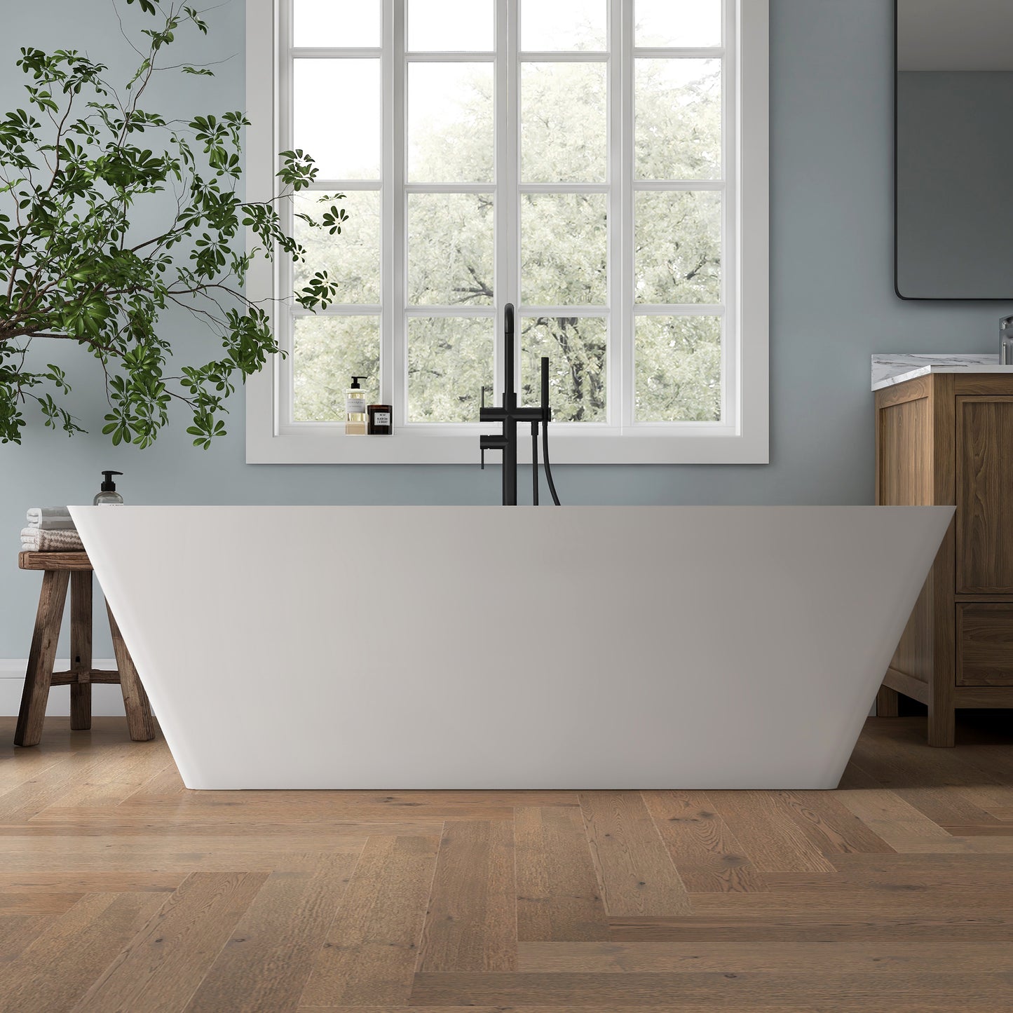 Medunjess 67'' Bowen Freestanding Acrylic Tub Deep Soaking Bathtub
