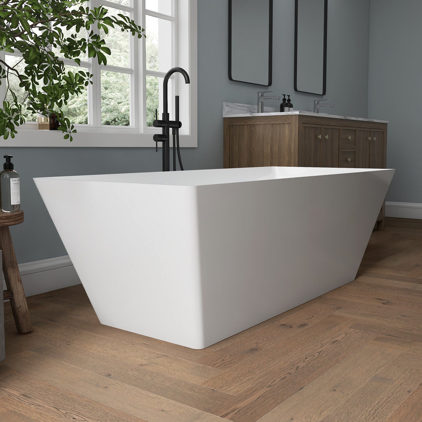 Medunjess 67'' Bowen Freestanding Acrylic Tub Deep Soaking Bathtub