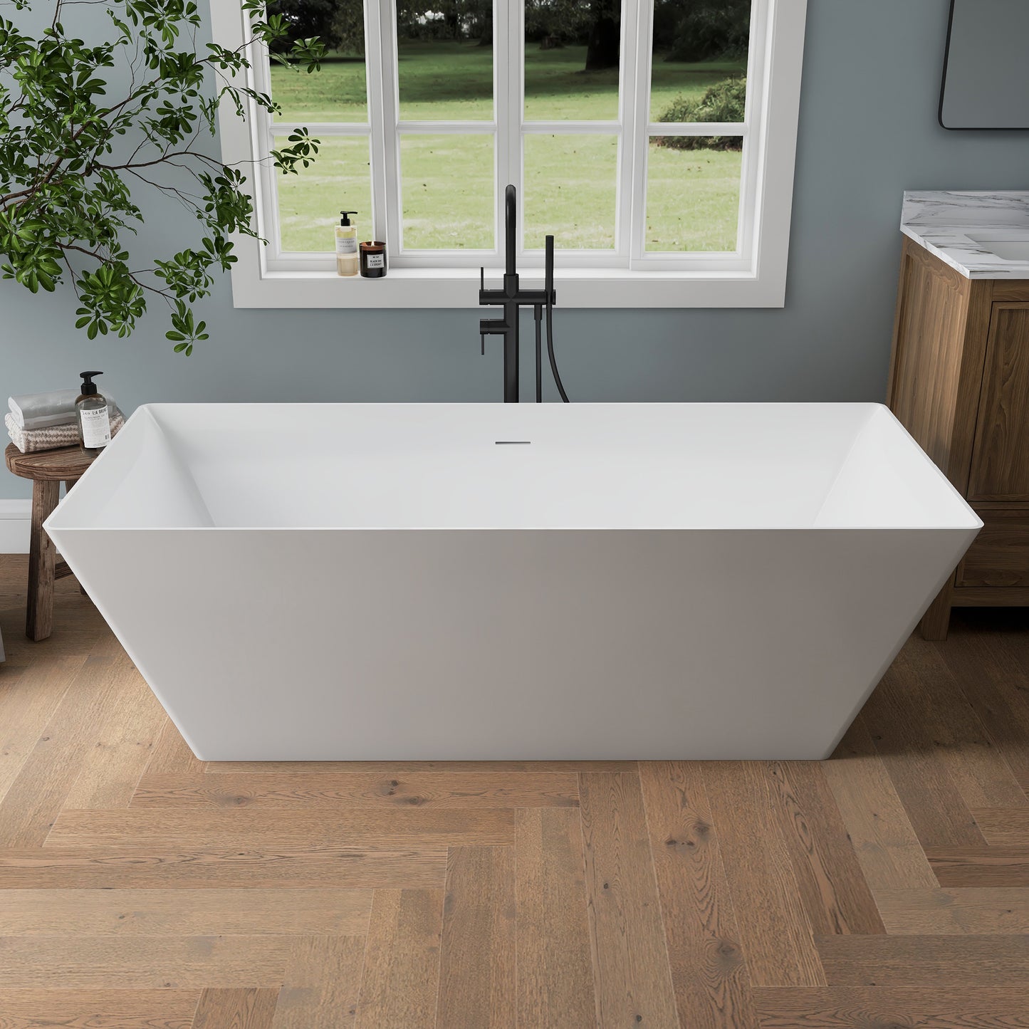 Medunjess 67'' Still Acrylic Freestanding Tub Freestanding Soaking Bathtub