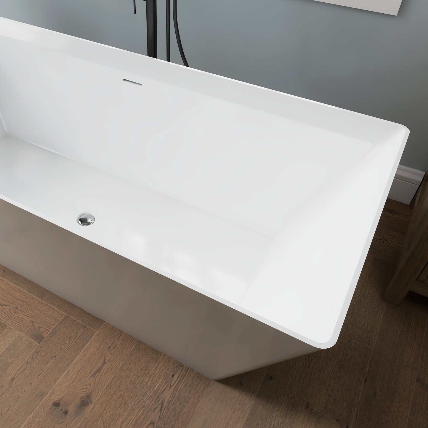 Medunjess 67'' Still Acrylic Freestanding Tub Freestanding Soaking Bathtub