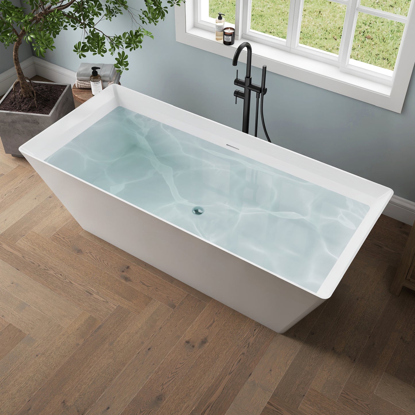 Medunjess 67'' Bowen Freestanding Acrylic Tub Deep Soaking Bathtub