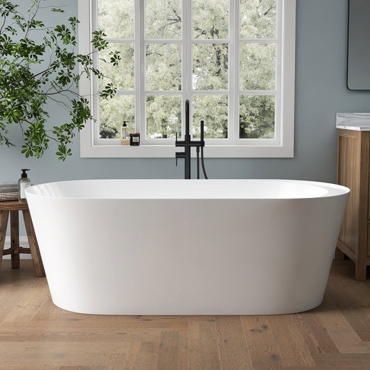 Medunjess 67'' Tide Acrylic Freestanding Tub Freestanding Soaking Bathtub