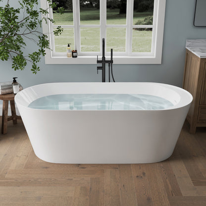Medunjess 67'' Tide Acrylic Freestanding Tub Freestanding Soaking Bathtub