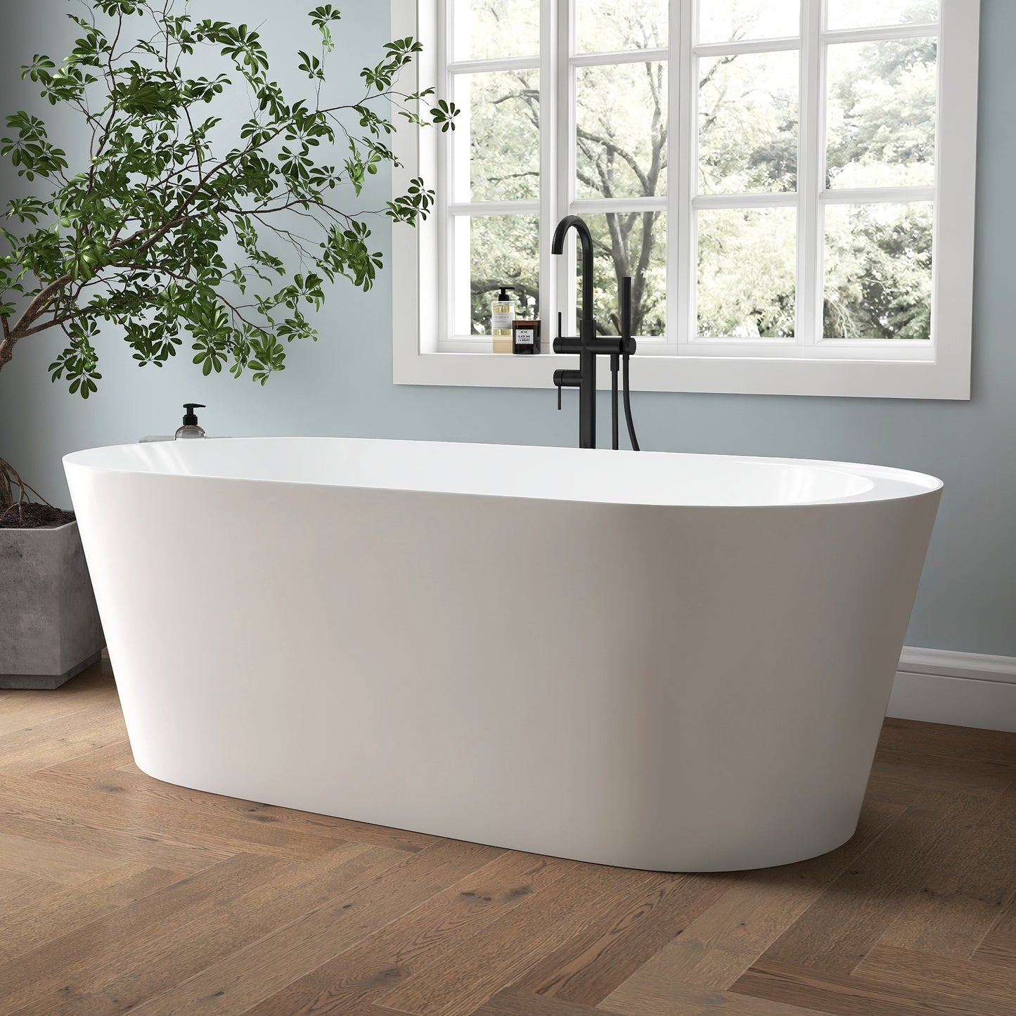 Medunjess 67'' Tide Acrylic Freestanding Tub Freestanding Soaking Bathtub