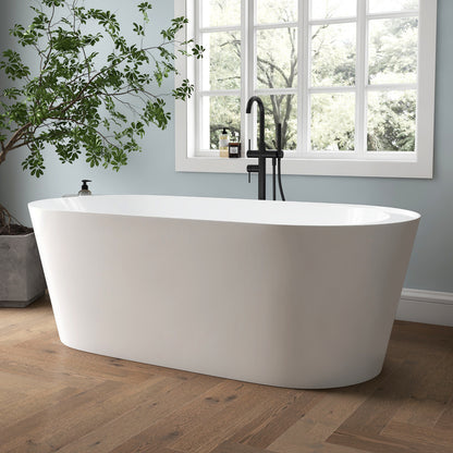 Medunjess 67'' Tide Acrylic Freestanding Tub Freestanding Soaking Bathtub