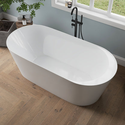 Medunjess 67'' Tide Acrylic Freestanding Tub Freestanding Soaking Bathtub