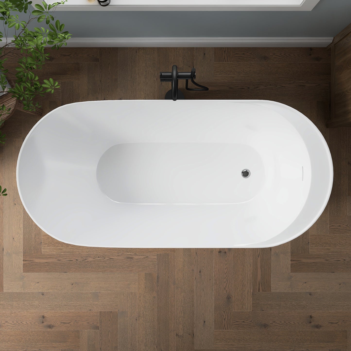Medunjess 67'' Tide Acrylic Freestanding Tub Freestanding Soaking Bathtub