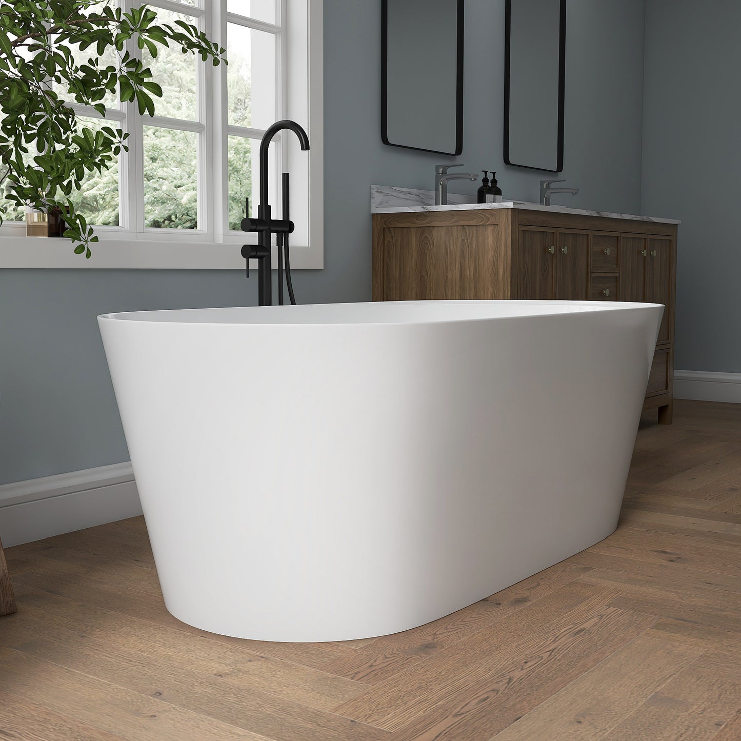Medunjess 67'' Tide Acrylic Freestanding Tub Freestanding Soaking Bathtub