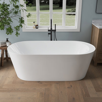 Medunjess 67'' Tide Acrylic Freestanding Tub Freestanding Soaking Bathtub