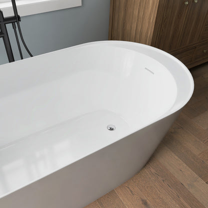 Medunjess 67'' Tide Acrylic Freestanding Tub Freestanding Soaking Bathtub