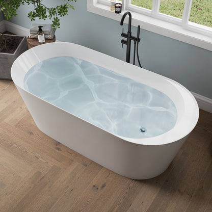 Medunjess 67'' Tide Acrylic Freestanding Tub Freestanding Soaking Bathtub