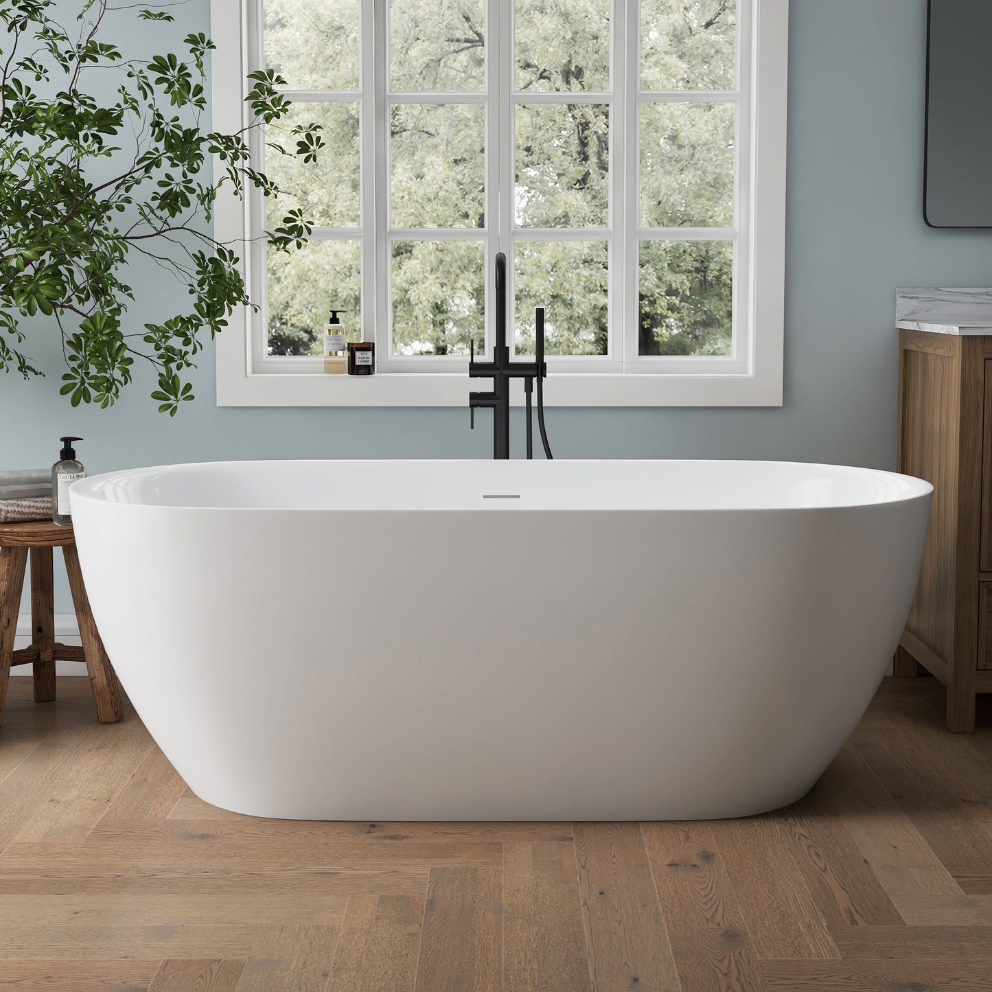 Medunjess 67'' Nova Acrylic Freestanding Tub Freestanding Soaking Bathtub