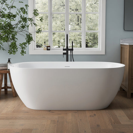Medunjess 67'' Nova Acrylic Freestanding Tub Freestanding Soaking Bathtub