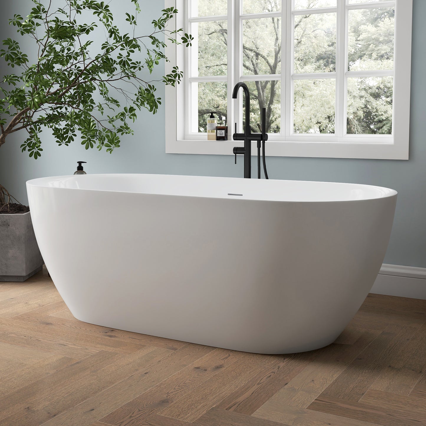Medunjess 67'' Nova Acrylic Freestanding Tub Freestanding Soaking Bathtub