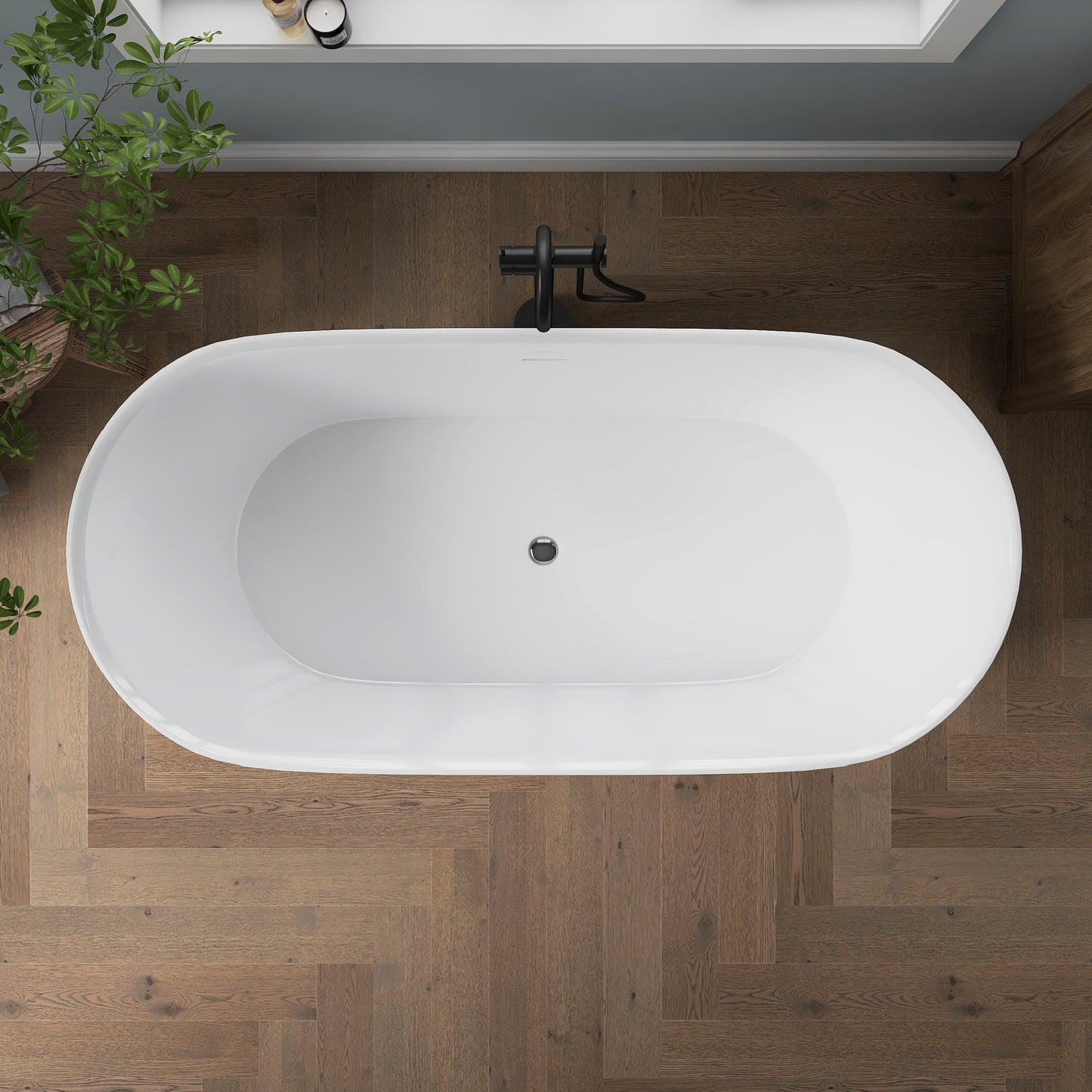 Medunjess 67'' Nova Acrylic Freestanding Tub Freestanding Soaking Bathtub