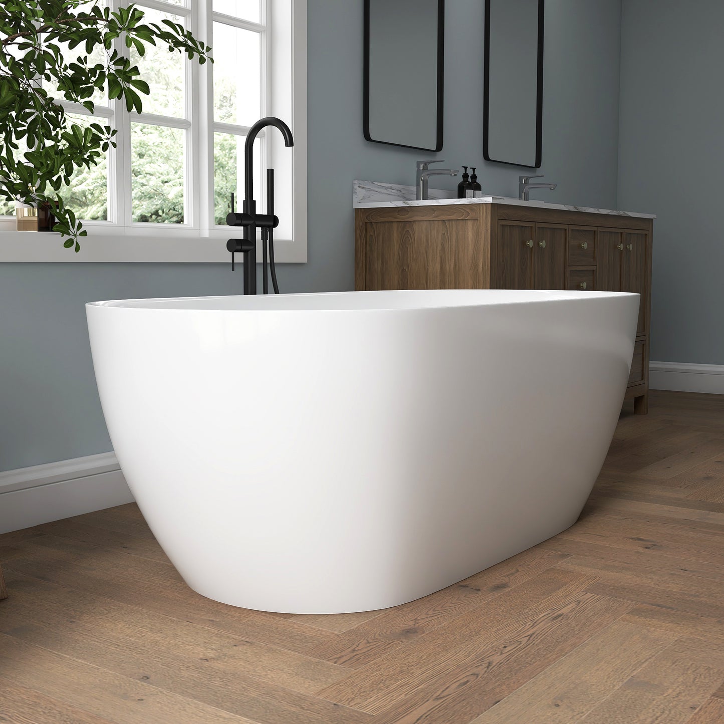 Medunjess 67'' Nova Acrylic Freestanding Tub Freestanding Soaking Bathtub