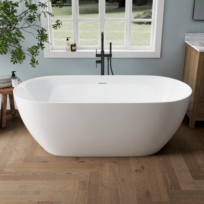 Medunjess 67'' Nova Acrylic Freestanding Tub Freestanding Soaking Bathtub