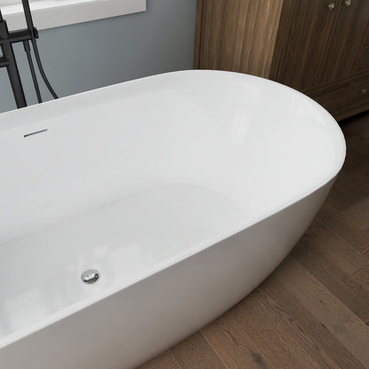 Medunjess 67'' Nova Acrylic Freestanding Tub Freestanding Soaking Bathtub