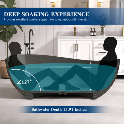 Medunjess 65'' Pietrisco Freestanding Terrazzo Bathtub