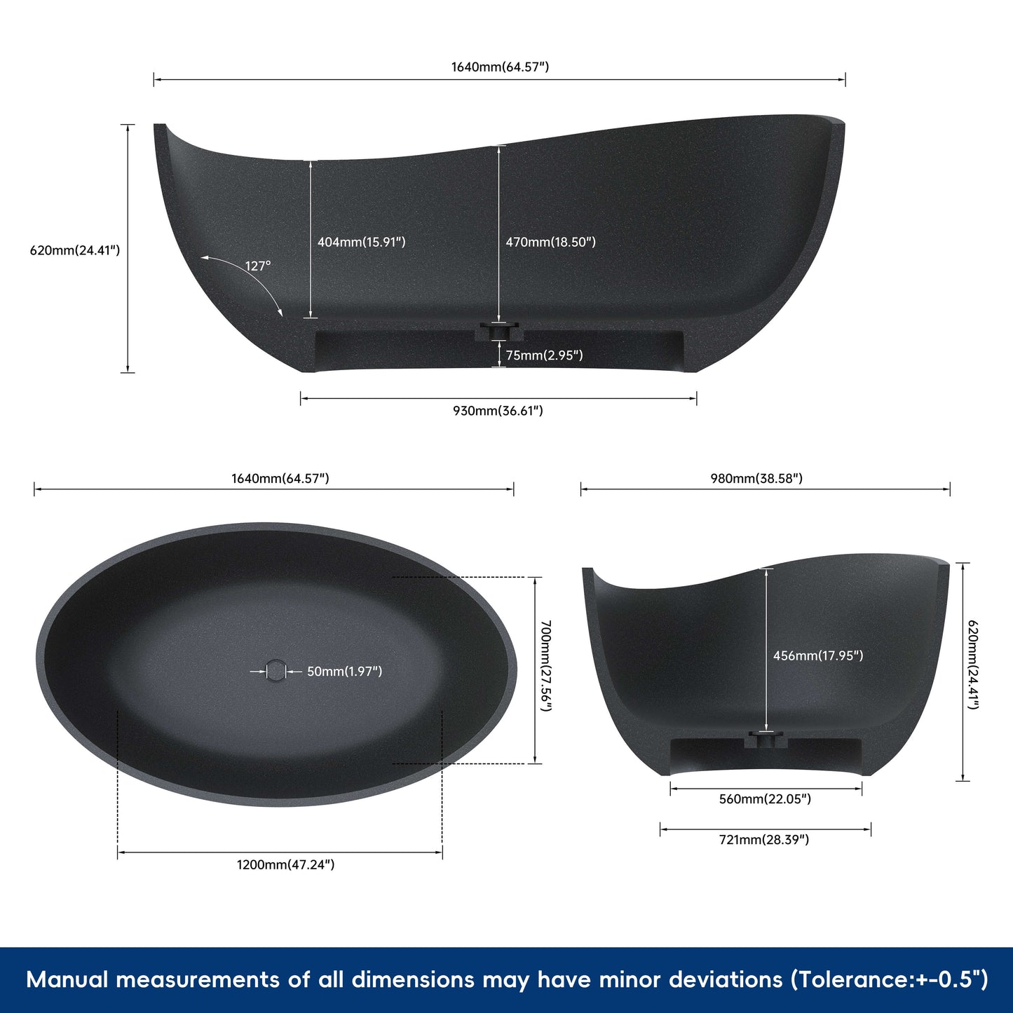 Medunjess 65'' Pietrisco Freestanding Terrazzo Bathtub