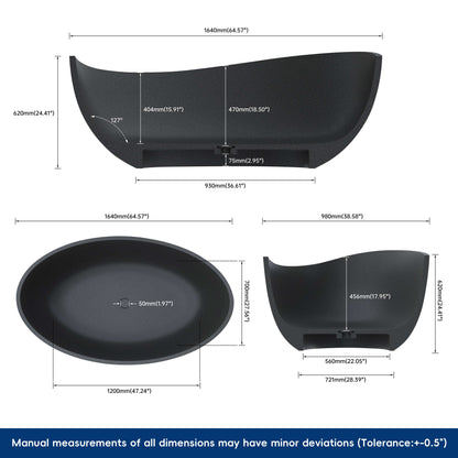 Medunjess 65'' Pietrisco Freestanding Terrazzo Bathtub