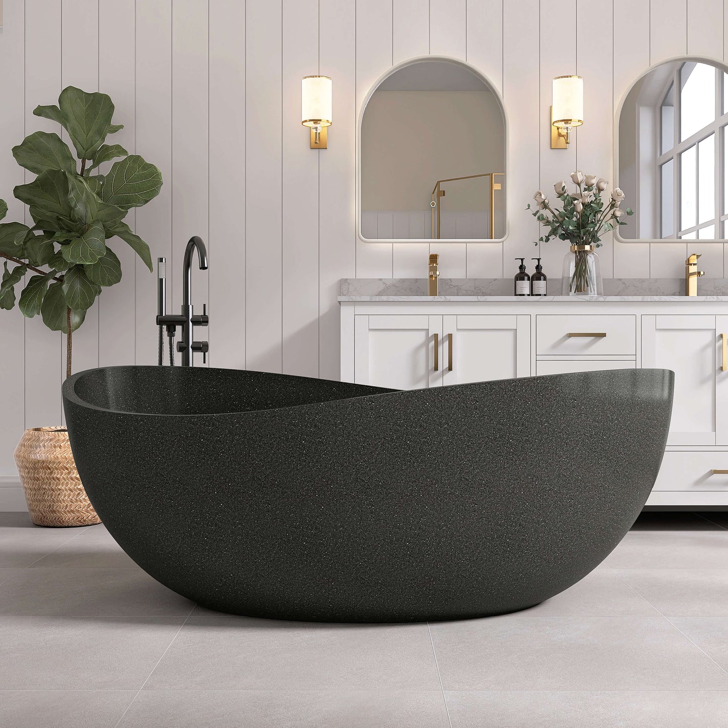 Medunjess 65'' Pietrisco Freestanding Terrazzo Bathtub