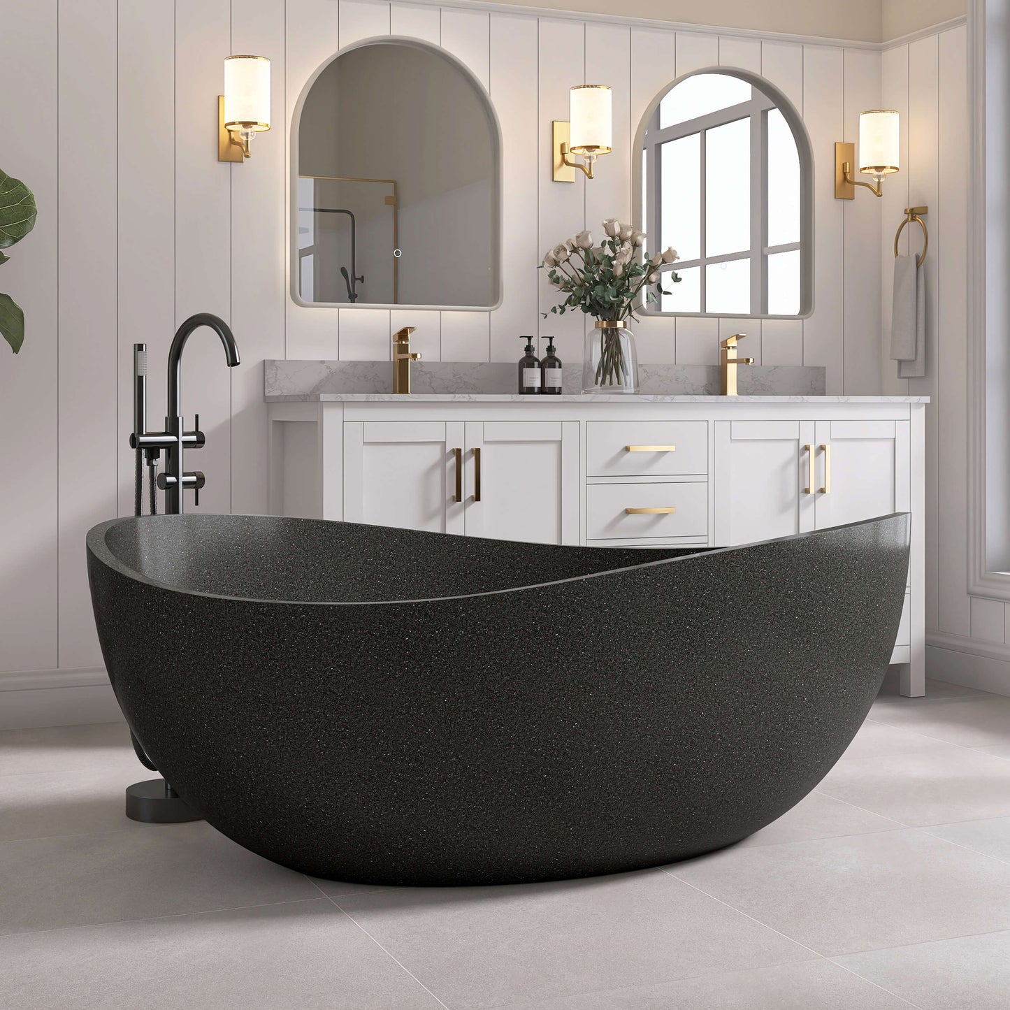 Medunjess 65'' Pietrisco Freestanding Terrazzo Bathtub