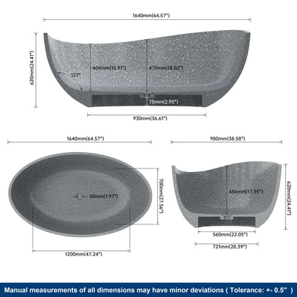 Medunjess 65'' Pietrisco Freestanding Terrazzo Bathtub