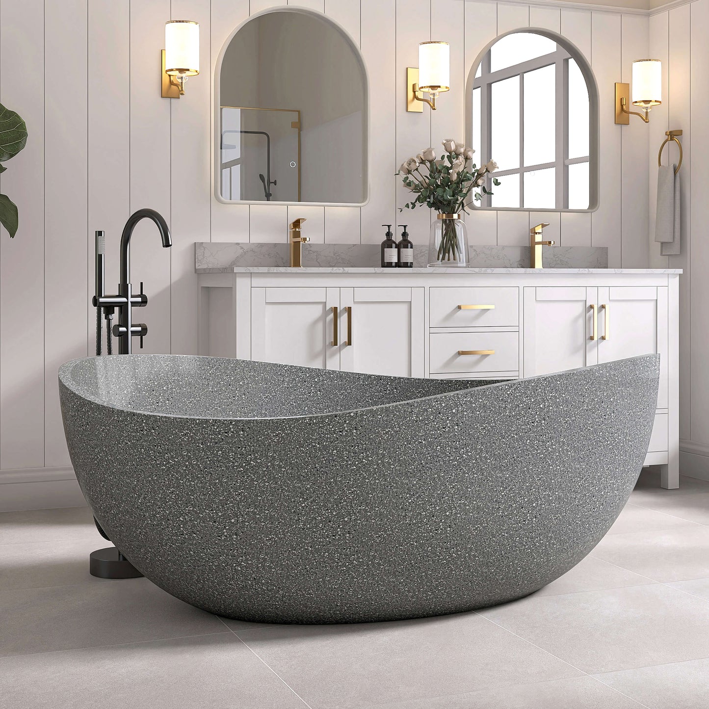 Medunjess 65'' Pietrisco Freestanding Terrazzo Bathtub